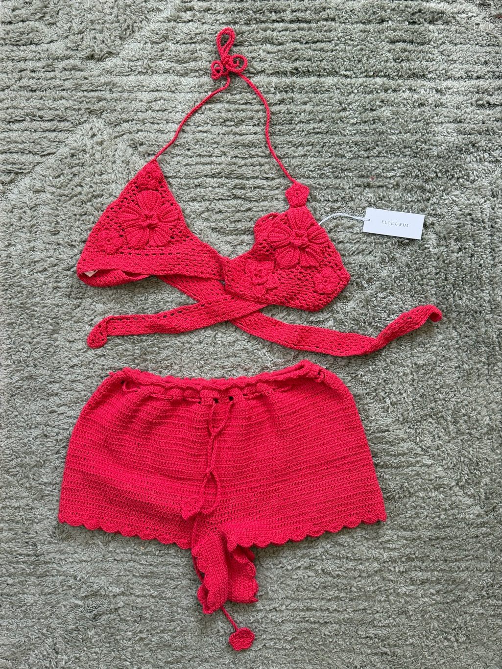 Else Red High-Waist Crochet Shorts - Women's Summer Knit — image 2 of 7